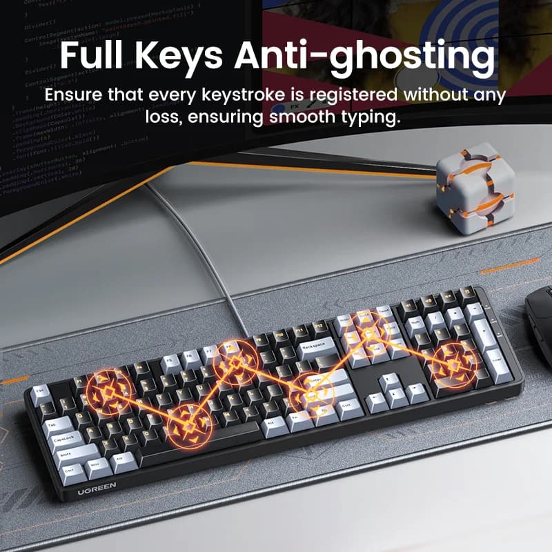 Tastatură mecanică cu fir, 108 taste, Switch Roșu