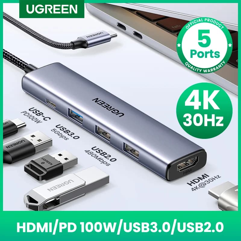 Hub USB-C cu HDMI 4K, SD/TF și PD 100W