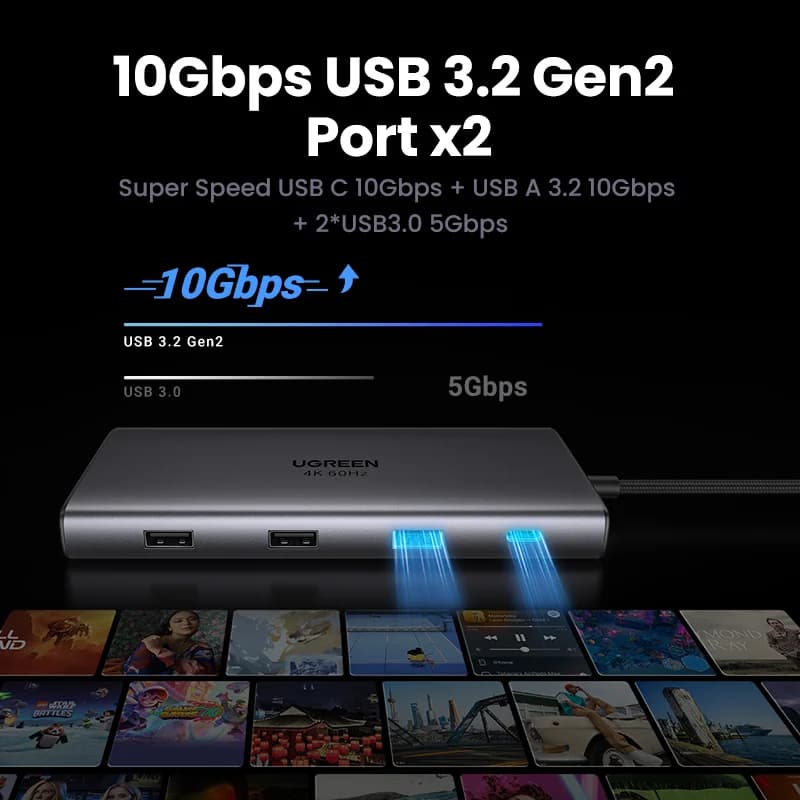 Hub USB-C cu HDMI 4K, Ethernet, SD/TF, PD 100W