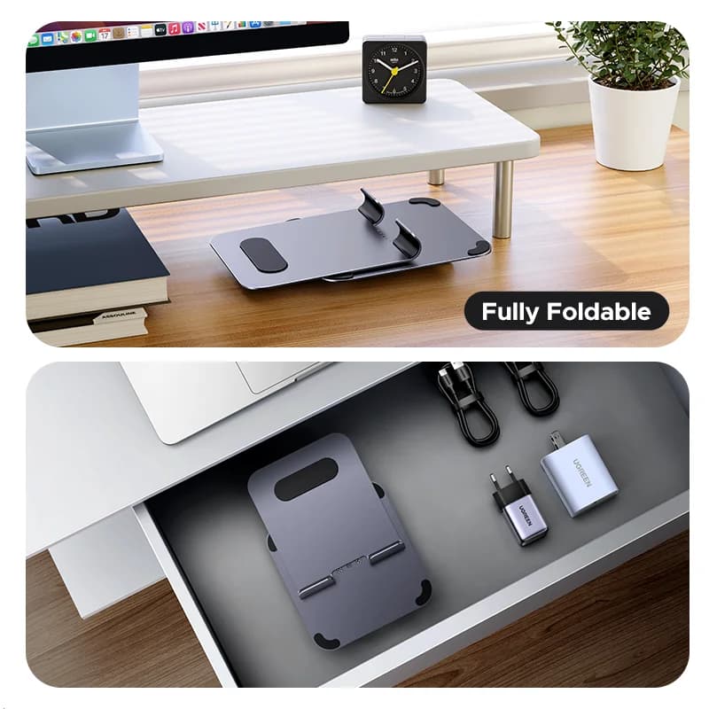 Stand rotativ 360° din aluminiu pentru tabletă și telefon
