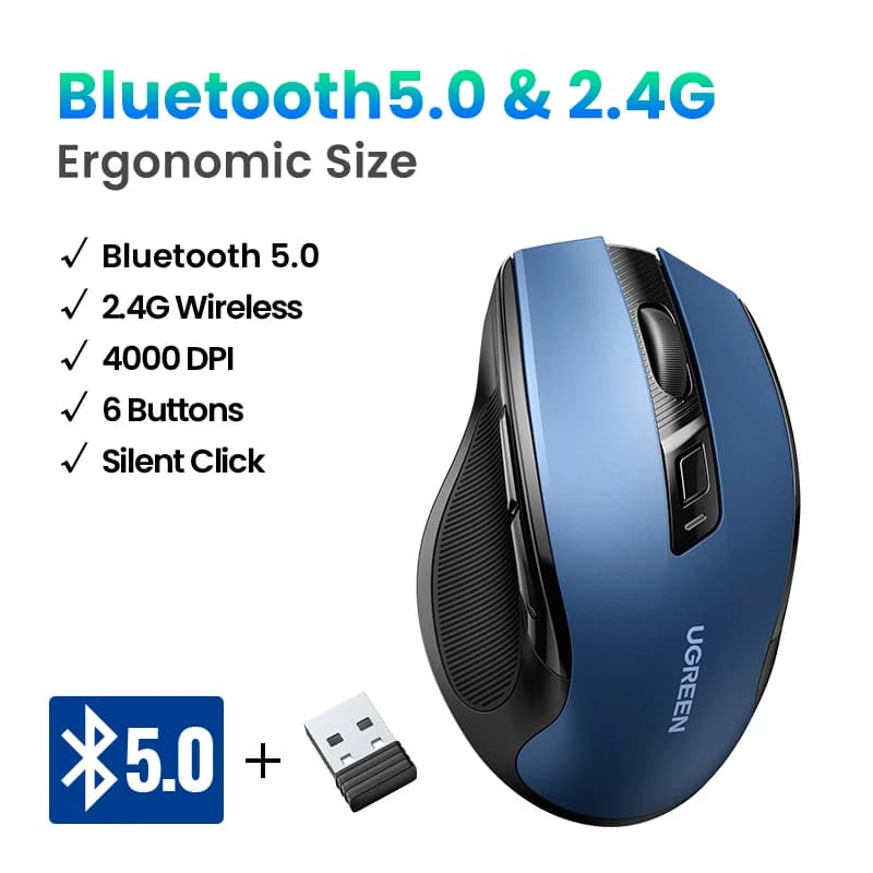 Mouse ergonomic wireless, Bluetooth, 4000 DPI