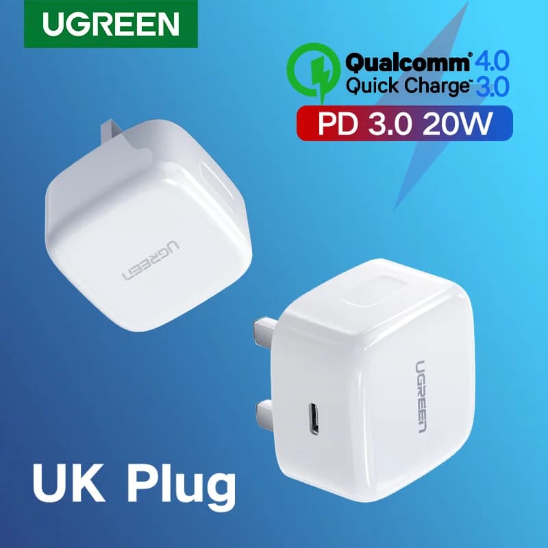 Încărcător rapid USB-C 20W cu priză UK