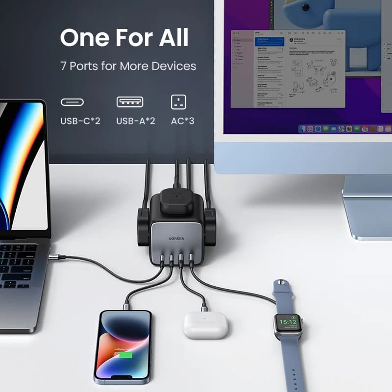 Stație de încărcare desktop GaN 65W cu USB-C