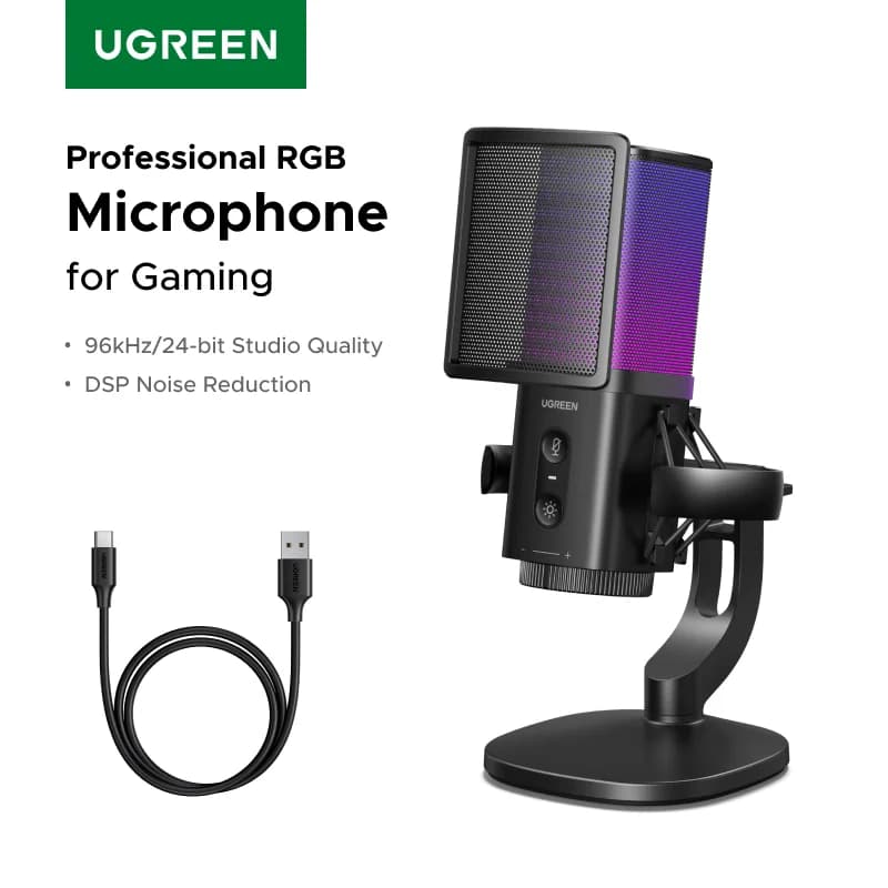Microfon USB cu buton touch mute și iluminare RGB