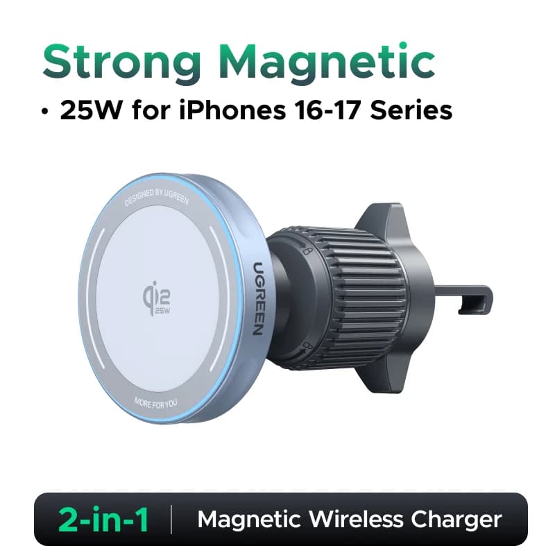 Încărcător auto wireless magnetic Qi2.2, 25W