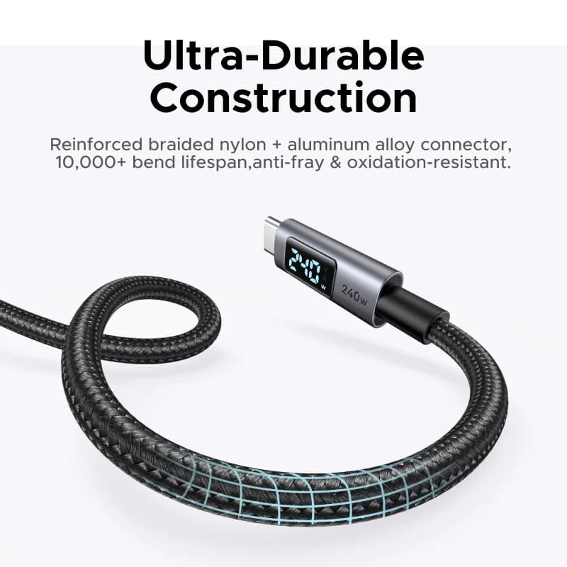 Cablu USB-C 240W cu afișaj digital de putere