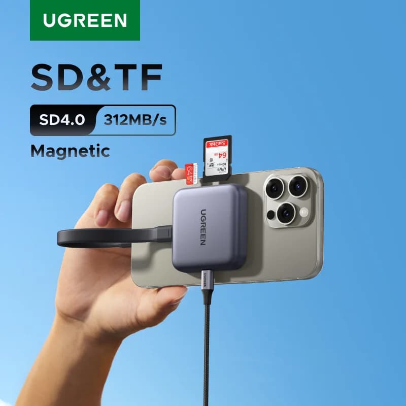 Cititor de carduri SD și TF magnetic USB-C, 312MB/s