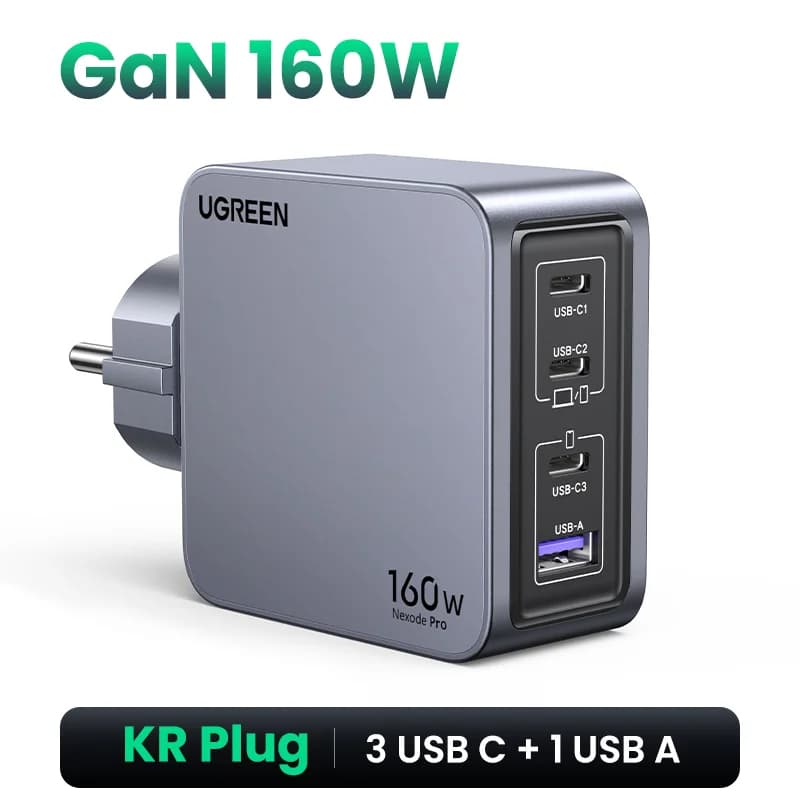 Încărcător USB-C GaN 160W cu priză coreeană