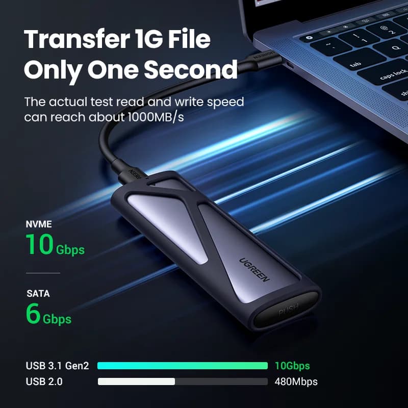 Carcasă externă SSD M.2 NVMe/SATA cu protocol dual