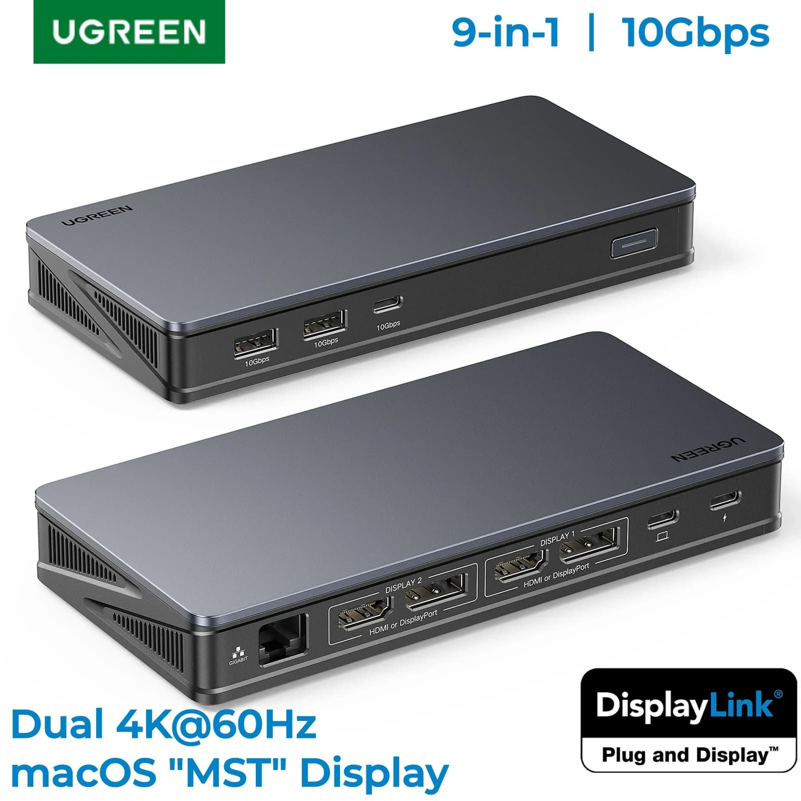 Statie de andocare DisplayLink cu HDMI 4K dual și DP