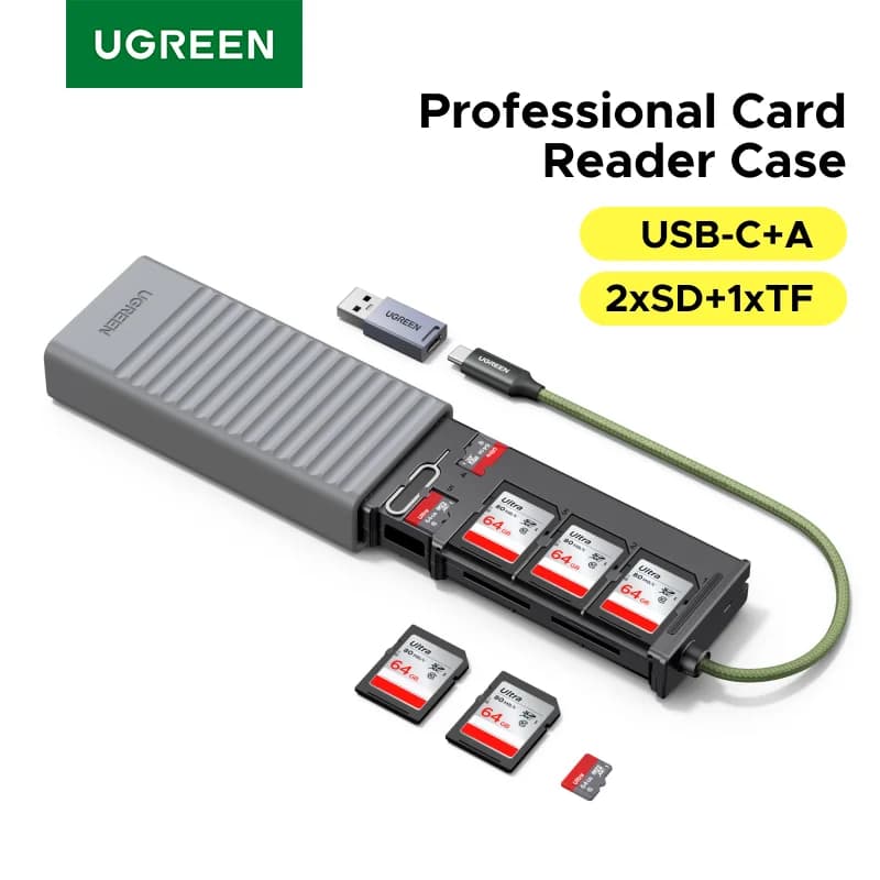 Cititor card USB-C SD/TF cu 12 sloturi și husă