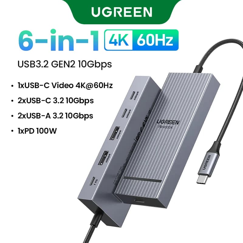 Hub USB-C cu HDMI 4K, transfer date 10Gbps și PD 100W