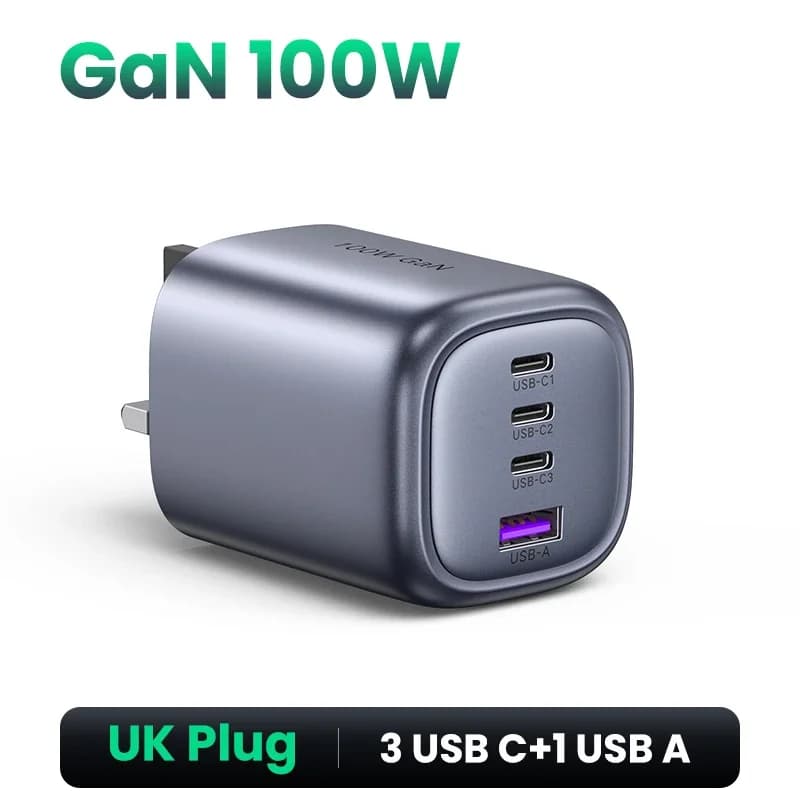 Încărcător rapid GaN USB-C 100W, stecher UK
