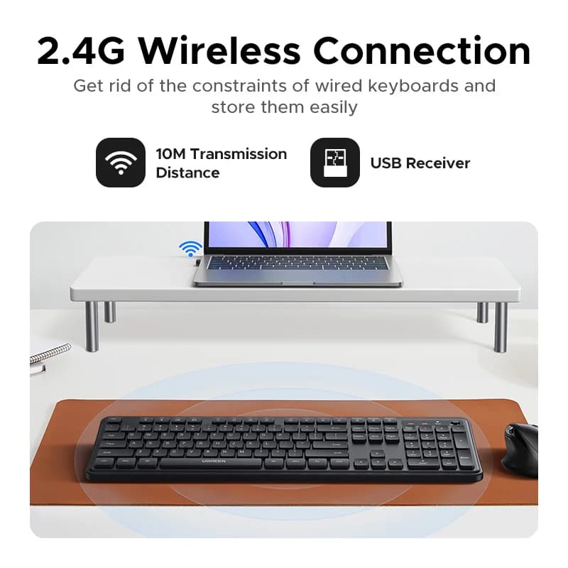 Tastatură wireless ultra-slimă, 104 taste, Negru