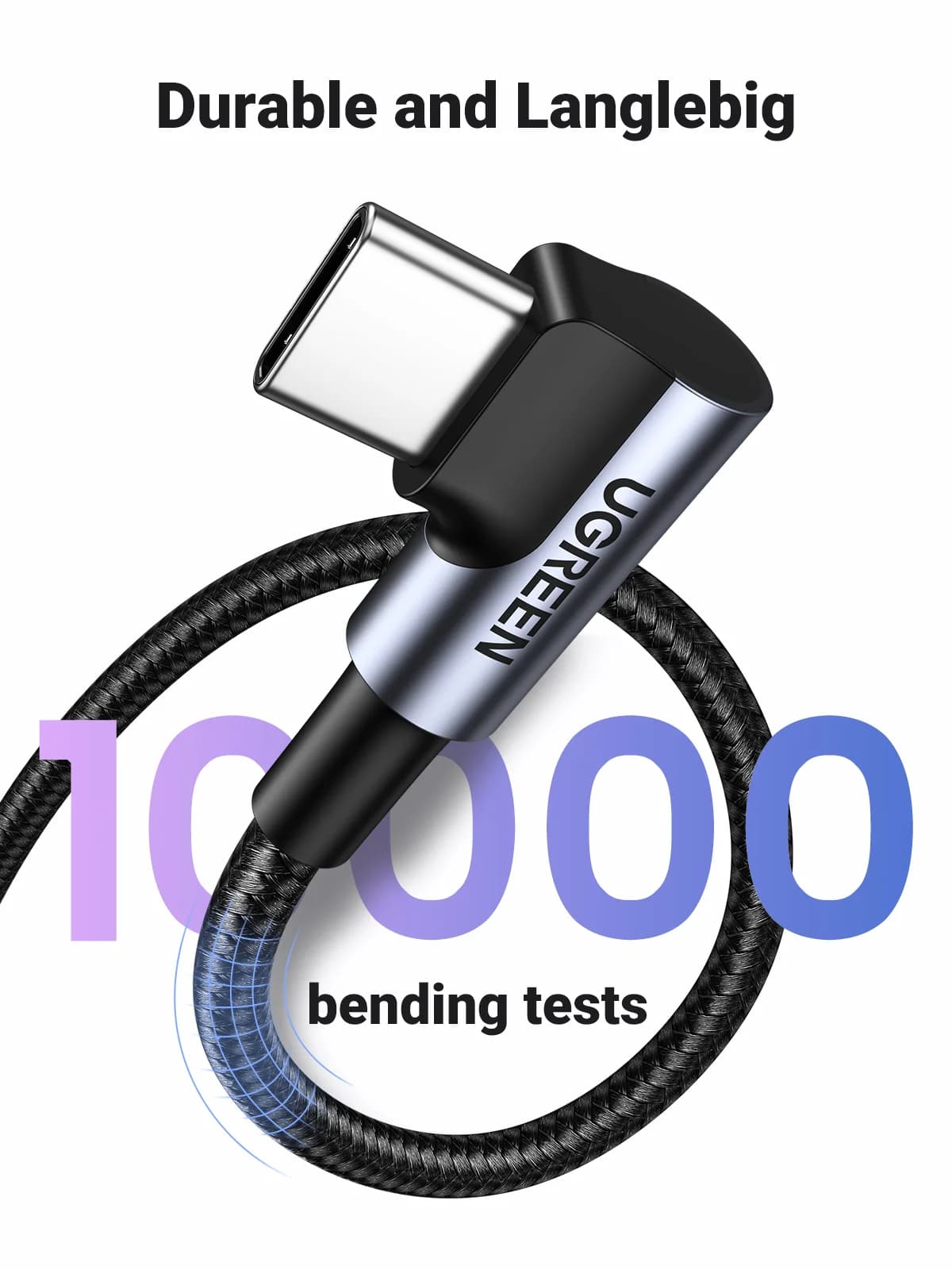 Cablu USB-C la USB-C din nylon la 90 de grade