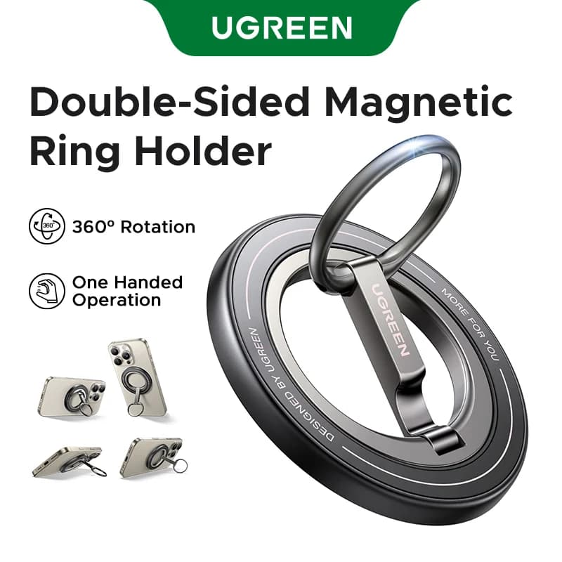 Inel magnetic pentru telefon cu suport, dublu-sided și rotație 360°