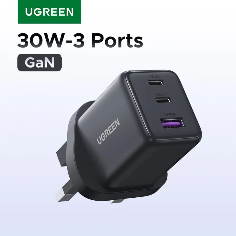 Încărcător rapid mini GaN USB-C 30W cu priză UK