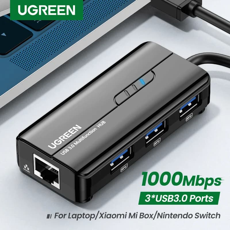 Adaptor USB 3.0 la Ethernet Gigabit cu Hub