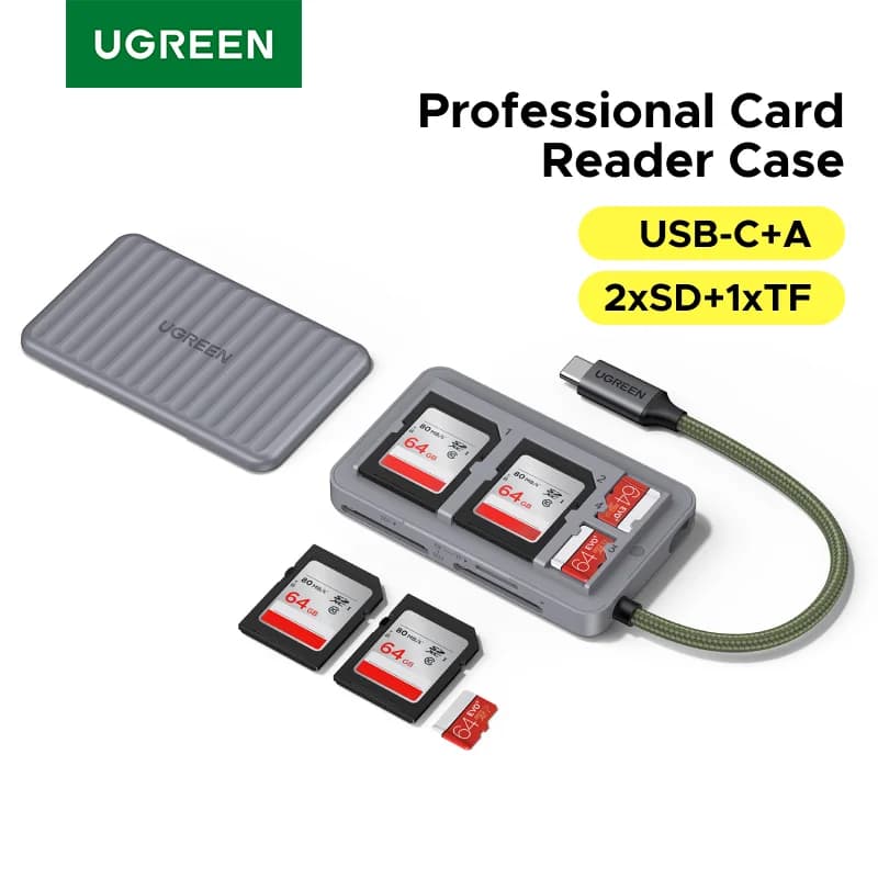 Cititor card SD/TF USB-C cu husă de depozitare