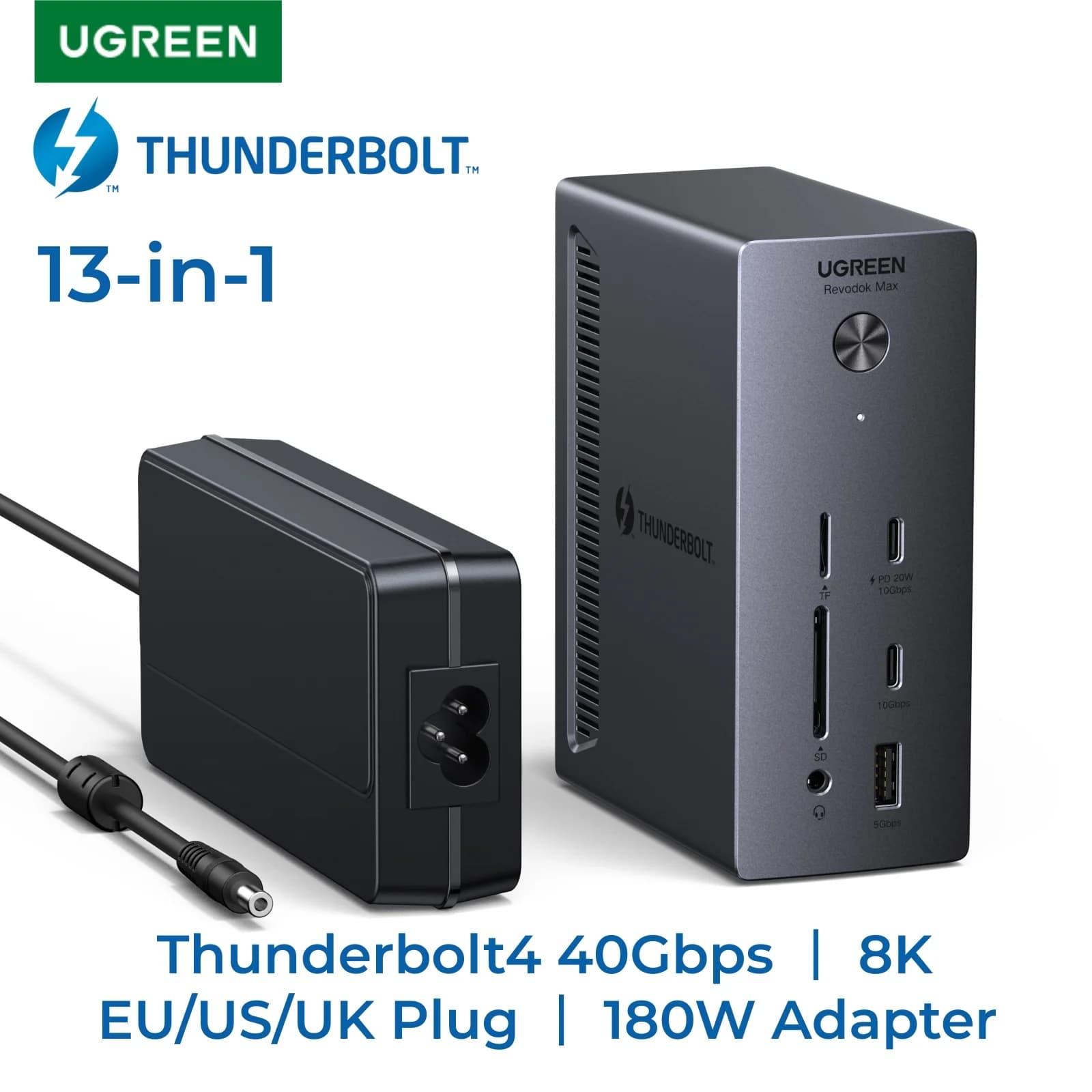Stație de andocare Thunderbolt 4, 13-in-1, 40Gbps