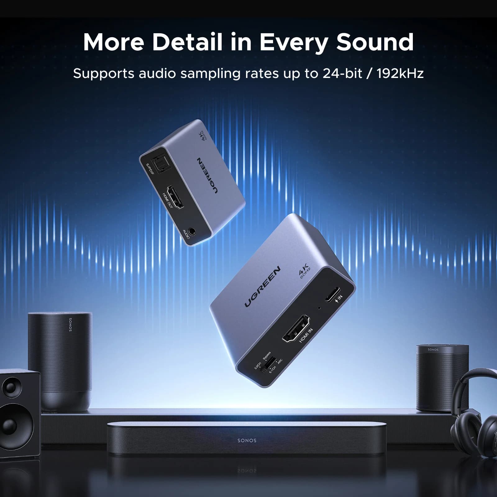 Extractor audio HDMI 4K 60Hz, optic și jack 3.5mm