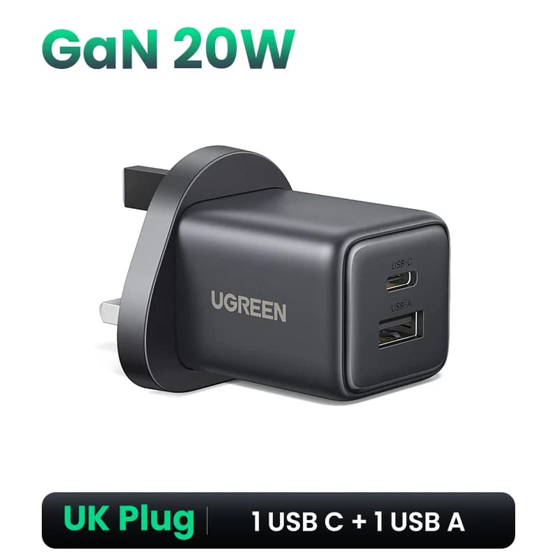 Încărcător rapid mini GaN USB-C 30W cu priză UK