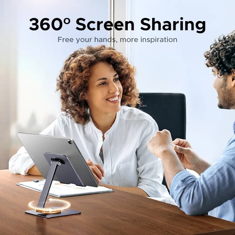Stand rotativ 360° din aluminiu pentru tabletă și telefon