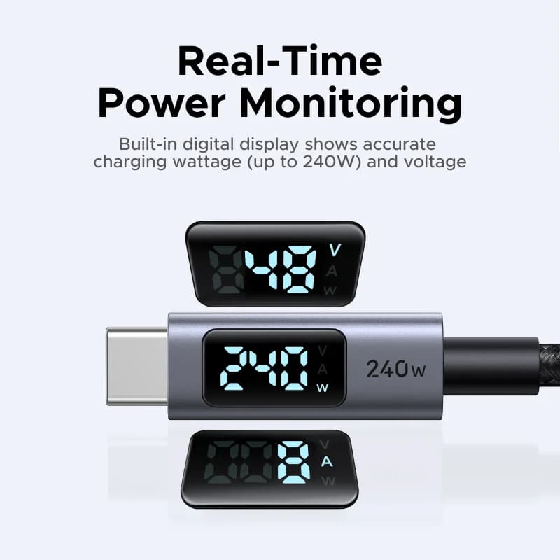 Cablu USB-C 240W cu afișaj digital de putere