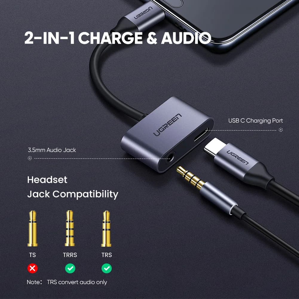 Cablu adaptor audio USB-C la AUX 3.5mm