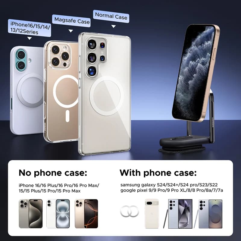Suport auto magnetic pentru telefon pe bord, rotativ 360°