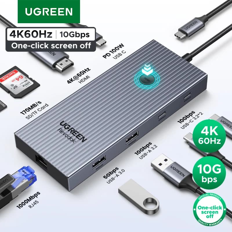 Hub USB-C cu HDMI 4K, Ethernet și PD 100W