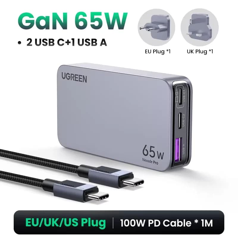 Încărcător USB-C GaN 65W cu Quick Charge 4.0