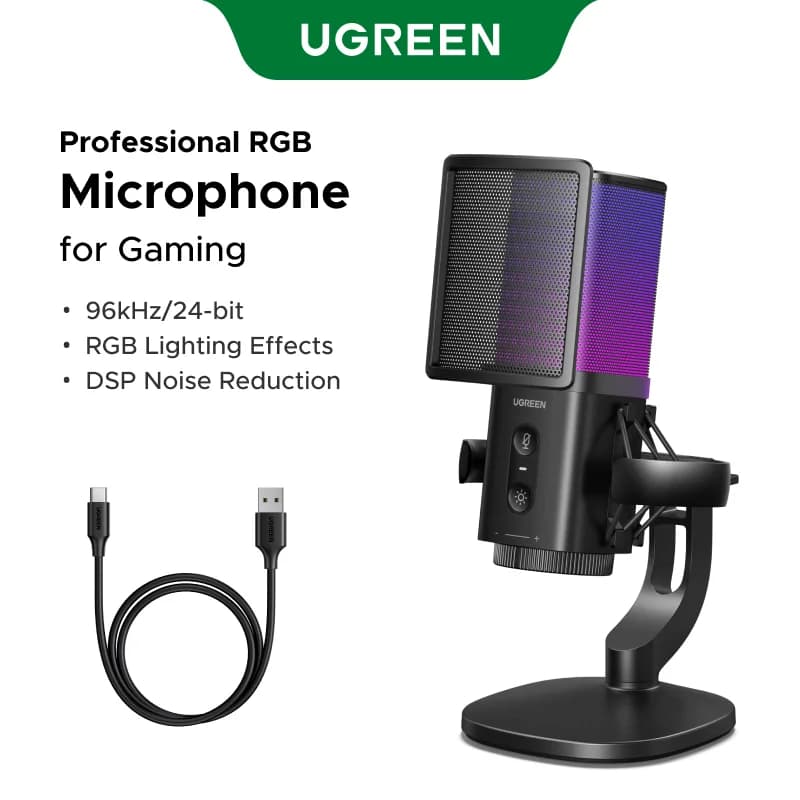 Microfon USB cu buton touch mute și iluminare RGB