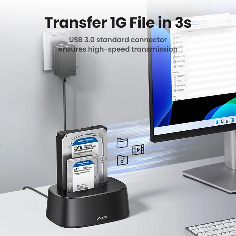 Stație de andocare duală SATA la USB 3.0 pentru HDD