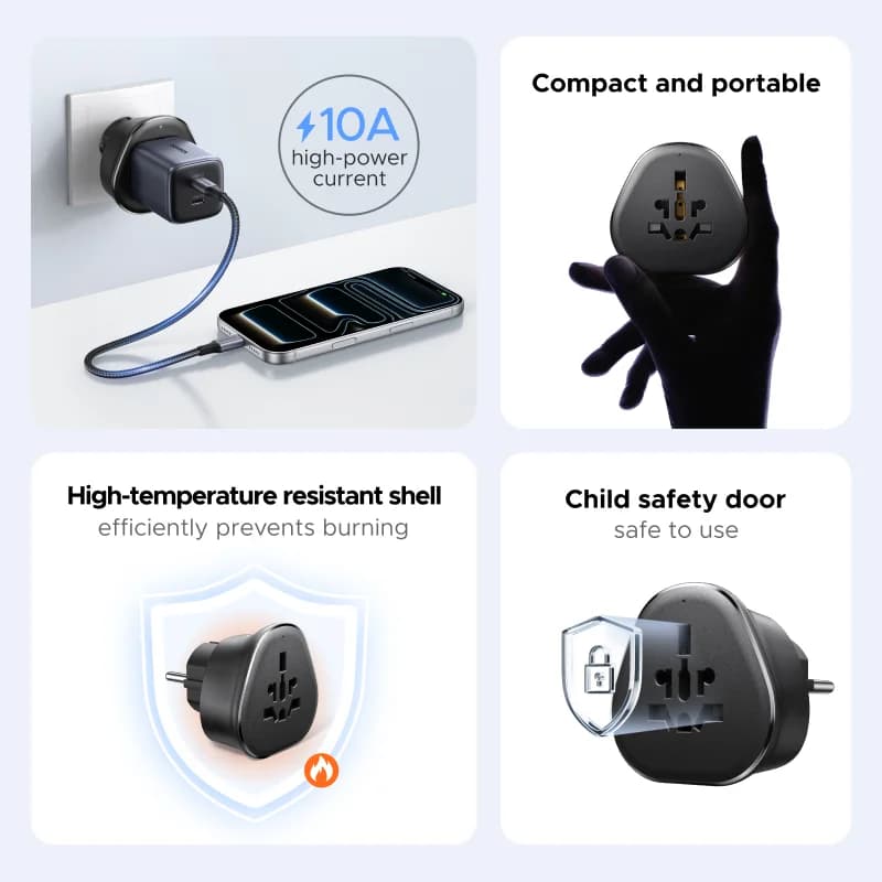 Adaptor de curent universal pentru călătorii în mai multe țări