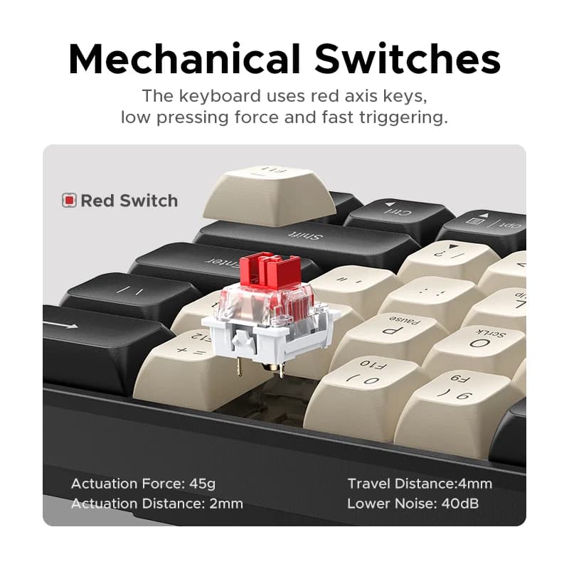 Tastatură mecanică cu fir, 61 de taste, keycaps PBT