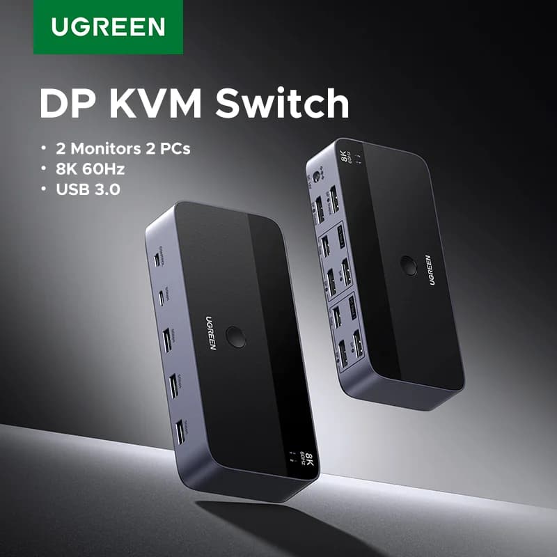 Comutator KVM pentru două monitoare, 8K/60Hz, USB 3.0