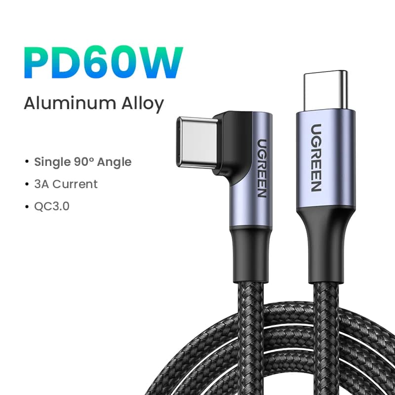 Cablu USB-C la 90 de grade, PD 100W, Gaming