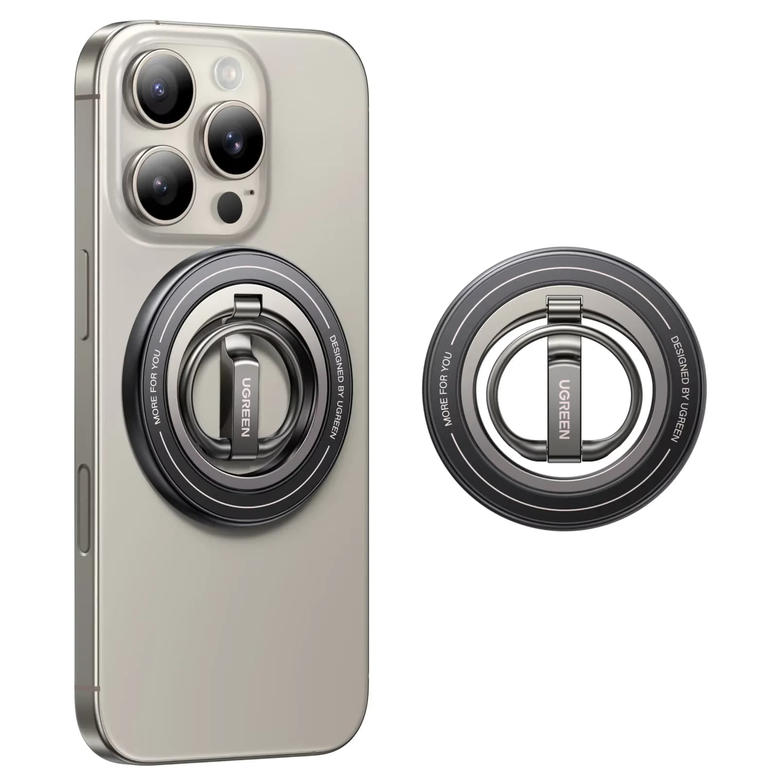 Inel magnetic pentru telefon cu suport, dublu-sided și rotație 360°