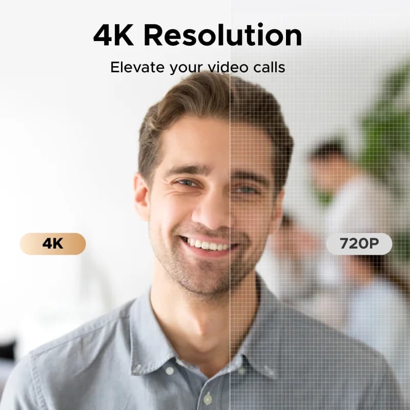 Cameră web 4K cu microfon și corecție automată a luminii