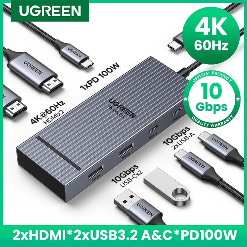 Hub USB-C 7-in-1 cu HDMI dual 4K și PD100W