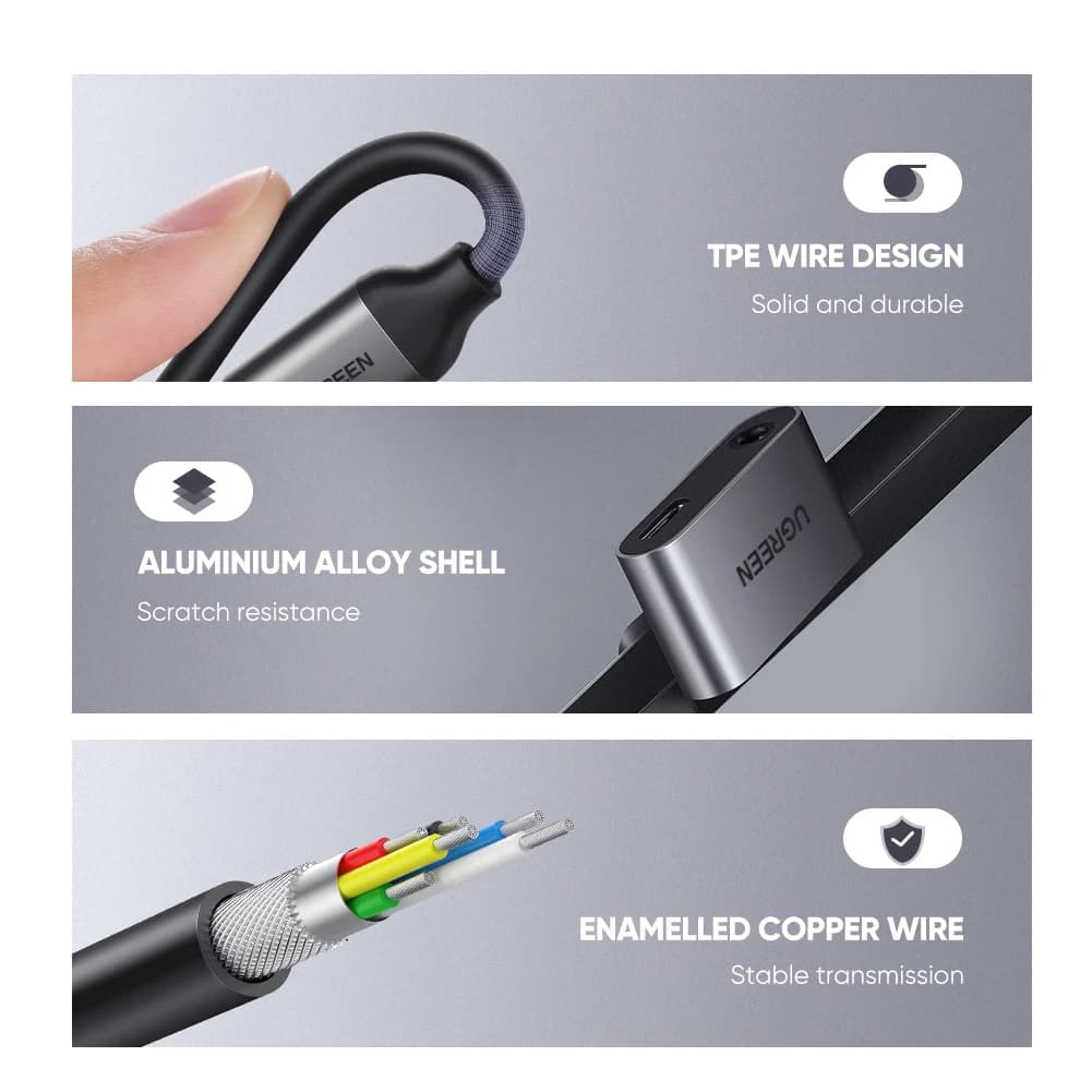 Cablu adaptor audio USB-C la AUX 3.5mm
