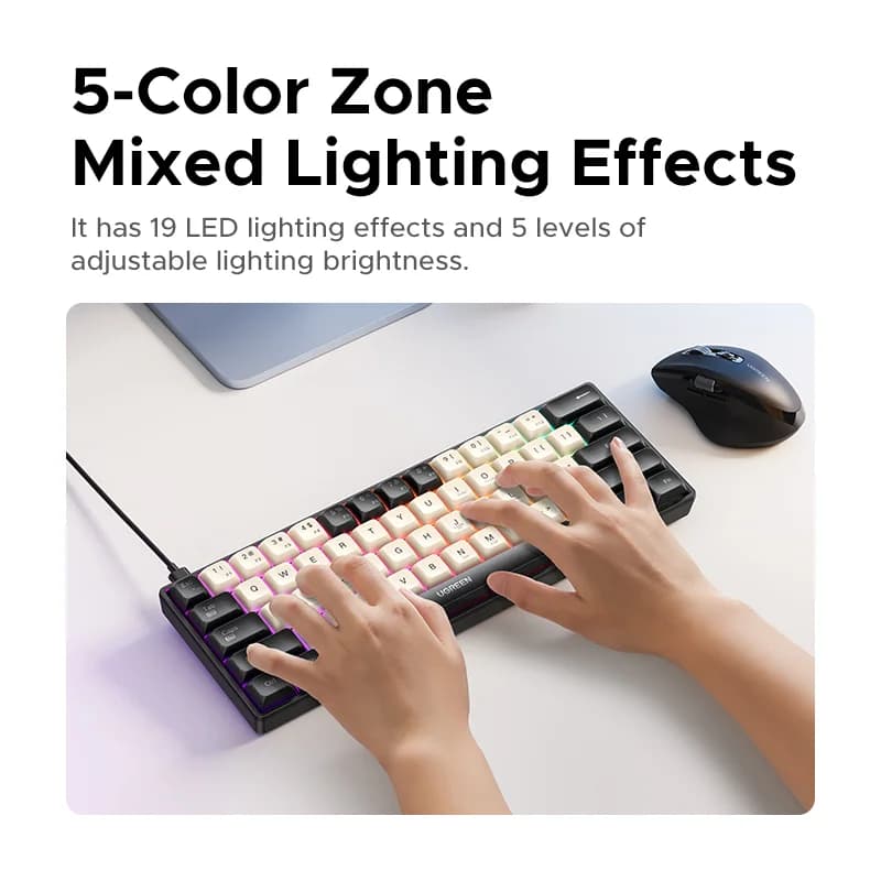 Tastatură mecanică cu fir, 61 de taste, keycaps PBT