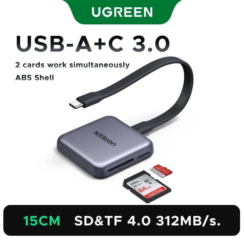 Cititor de carduri SD și TF magnetic USB-C, 312MB/s