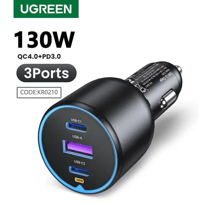 Încărcător auto dublu USB-C 130W