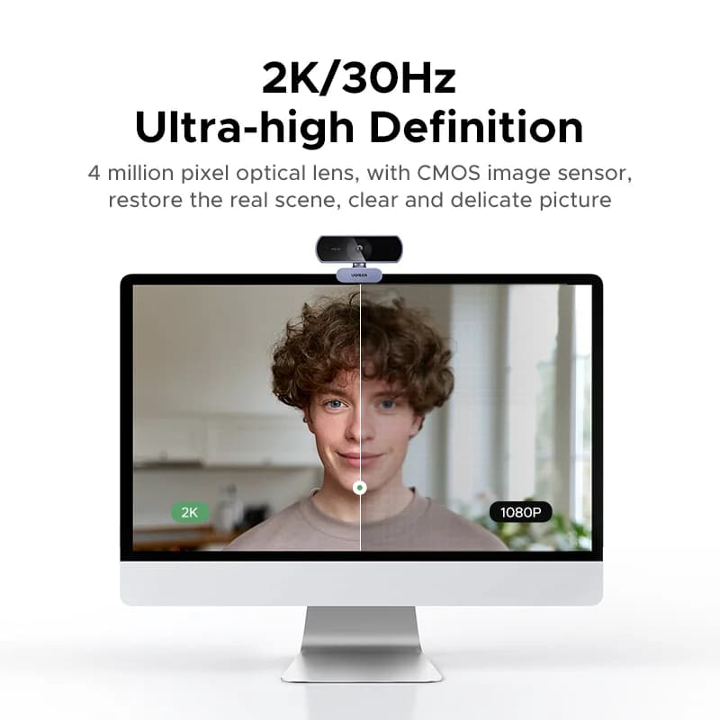 Cameră web USB 2K HD cu corecție automată a luminii