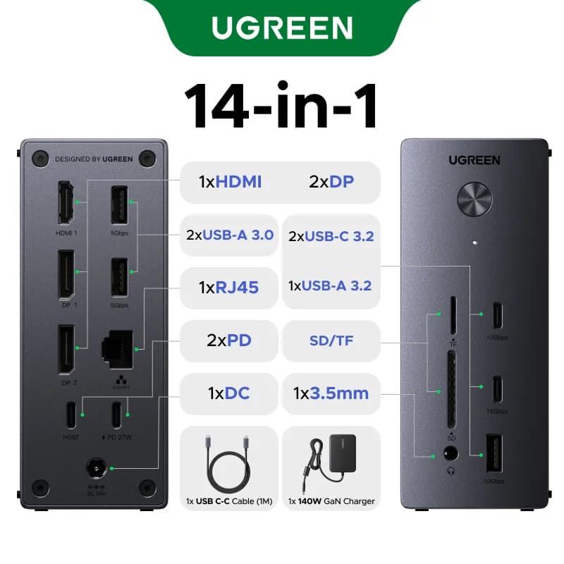 Statie Docare USB-C 14-in-1, Triple Display, 10Gbps
