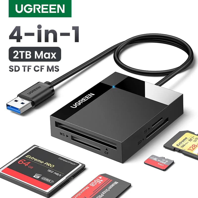 Cititor multi-card 4-în-1 USB 3.0 și USB-C
