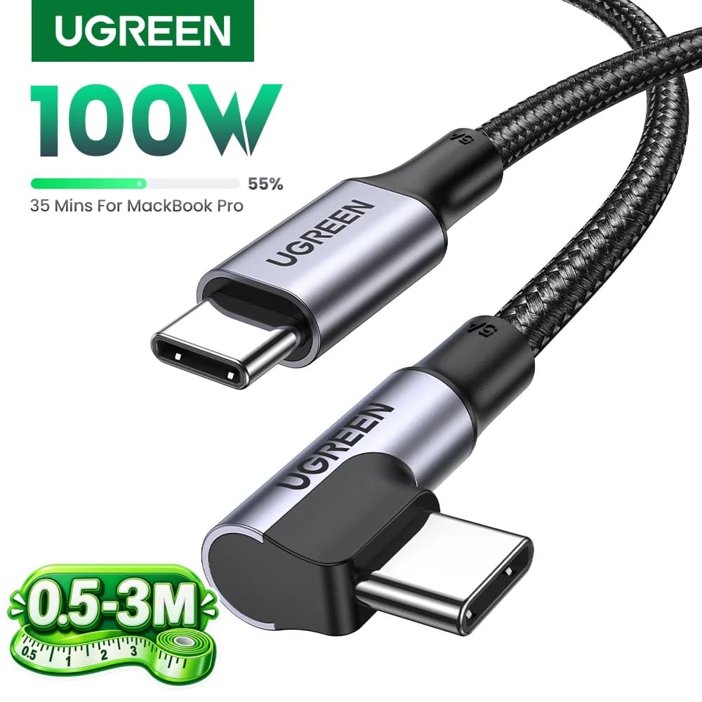 Cablu USB-C la 90 de grade, PD 100W, Gaming