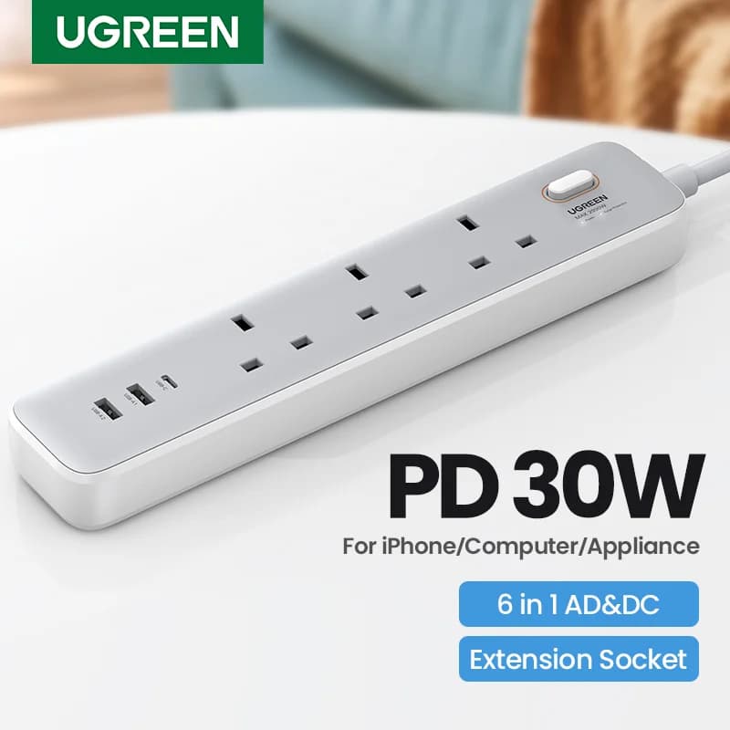 Prelungitor de birou cu încărcătoare 30W și priză UK
